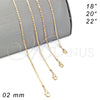 Gargantilla Basica 04.213.0032.22 Oro Laminado, Pulido, Tono Dorado (02 MM Thickness, 22 Inches Length)
