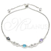 Pulsera Elegante 03.175.0002.11 Plata Rodinada, Diseño de Infinito, con Zirconia Cubica Multicolor, Pulido, Rodinado (Grosor 01 MM, 11 Pulgadas de Largo)