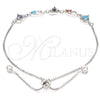 Pulsera Elegante 03.175.0003.11 Plata Rodinada, Diseño de Corazón y Gota, con Zirconia Cubica Multicolor, Pulido, Rodinado (Grosor 01 MM, 11 Pulgadas de Largo)