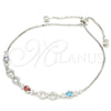 Pulsera Elegante 03.175.0006.11 Plata Rodinada, Diseño de Búho y Infinito, con Zirconia Cubica Multicolor y Micro Pave Blanca, Pulido, Rodinado (Grosor 01 MM, 11 Pulgadas de Largo)