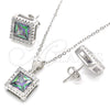 Juego de Arete y Dije de Adulto 10.175.0073.5 Plata Rodinada, con Zirconia Cubica Vitrail Medium y Cristal Blanca, Pulido, Rodinado