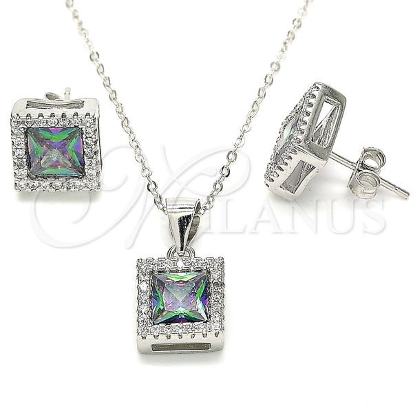 Juego de Arete y Dije de Adulto 10.175.0073.5 Plata Rodinada, con Zirconia Cubica Vitrail Medium y Cristal Blanca, Pulido, Rodinado