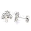 Arete Dormilona 02.336.0122 Plata Rodinada, Diseño de Ãrbol, con Zirconia Cubica Blanca, Pulido, Rodinado
