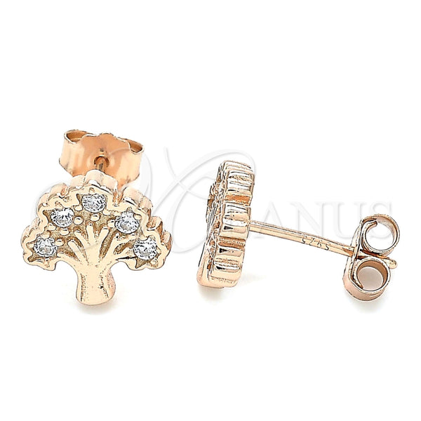 Arete Dormilona 02.336.0122.1 Plata Rodinada, Diseño de Ãrbol, con Zirconia Cubica Blanca, Pulido, Tono Rosado
