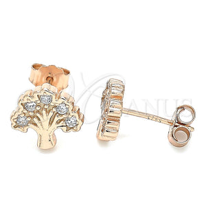 Arete Dormilona 02.336.0122.1 Plata Rodinada, Diseño de Ãrbol, con Zirconia Cubica Blanca, Pulido, Tono Rosado