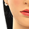 Arete Dormilona 02.336.0123.1 Plata Rodinada, Diseño de Corazón, con Zirconia Cubica Blanca, Pulido, Tono Rosado