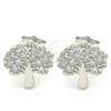 Arete Dormilona 02.336.0128 Plata Rodinada, Diseño de Ãrbol, con Zirconia Cubica Blanca, Pulido, Rodinado