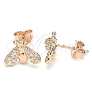 Arete Dormilona 02.336.0129.1 Plata Rodinada, Diseño de Abeja, con Zirconia Cubica Blanca, Pulido, Tono Rosado