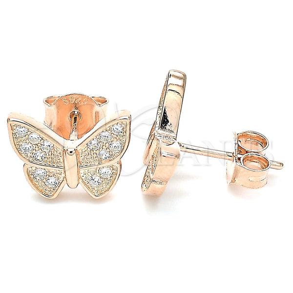 Arete Dormilona 02.336.0130.1 Plata Rodinada, Diseño de Mariposa, con Blanca Micro Pave, Pulido, Tono Rosado