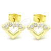Arete Dormilona 02.336.0061.2 Plata Rodinada, Diseño de Corazón, con Zirconia Cubica Blanca, Pulido, Tono Dorado