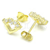 Arete Dormilona 02.336.0061.2 Plata Rodinada, Diseño de Corazón, con Zirconia Cubica Blanca, Pulido, Tono Dorado