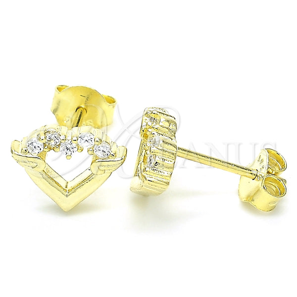 Arete Dormilona 02.336.0061.2 Plata Rodinada, Diseño de Corazón, con Zirconia Cubica Blanca, Pulido, Tono Dorado