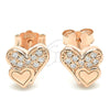 Arete Dormilona 02.336.0139.1 Plata Rodinada, Diseño de Corazón, con Micro Pave Blanca, Pulido, Tono Rosado