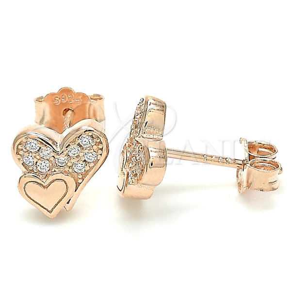 Arete Dormilona 02.336.0139.1 Plata Rodinada, Diseño de Corazón, con Micro Pave Blanca, Pulido, Tono Rosado