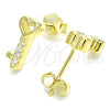 Arete Dormilona 02.336.0145.2 Plata Rodinada, Diseño de Llave, con Zirconia Cubica Blanca, Pulido, Tono Dorado