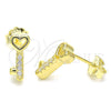 Arete Dormilona 02.336.0145.2 Plata Rodinada, Diseño de Llave, con Zirconia Cubica Blanca, Pulido, Tono Dorado