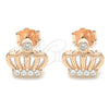 Arete Dormilona 02.336.0148.1 Plata Rodinada, Diseño de Corona, con Zirconia Cubica Blanca, Pulido, Tono Rosado