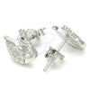 Arete Dormilona 02.336.0149 Plata Rodinada, Diseño de Cisne, con Zirconia Cubica Negro y Blanca, Pulido, Rodinado