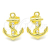 Arete Dormilona 02.336.0150.2 Plata Rodinada, Diseño de Ancla, con Zirconia Cubica Blanca, Pulido, Tono Dorado
