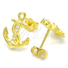 Arete Dormilona 02.336.0150.2 Plata Rodinada, Diseño de Ancla, con Zirconia Cubica Blanca, Pulido, Tono Dorado