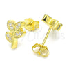 Arete Dormilona 02.336.0153.2 Plata Rodinada, Diseño de Oja, con Zirconia Cubica Blanca, Pulido, Tono Dorado