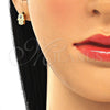 Arete Dormilona 02.336.0154.2 Plata Rodinada, Diseño de Mano de Dios y Ojo Griego, con Micro Pave Blanca, Esmaltado Azul, Tono Dorado