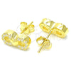Arete Dormilona 02.336.0029.2 Plata Rodinada, Diseño de Infinito y Corazón, con Zirconia Cubica Blanca, Pulido, Tono Dorado