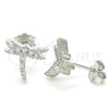 Arete Dormilona 02.336.0162 Plata Rodinada, Diseño de Libélula, con Zirconia Cubica Blanca, Pulido, Rodinado