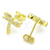 Arete Dormilona 02.336.0162.2 Plata Rodinada, Diseño de Libélula, con Zirconia Cubica Blanca, Pulido, Tono Dorado