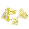 Arete Dormilona 02.336.0164.2 Plata Rodinada, Diseño de Torre Eiffel, con Zirconia Cubica Blanca, Pulido, Tono Dorado
