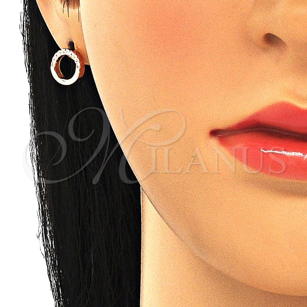 Arete Dormilona 02.336.0165.1 Plata Rodinada, con Micro Pave Blanca, Pulido, Tono Rosado