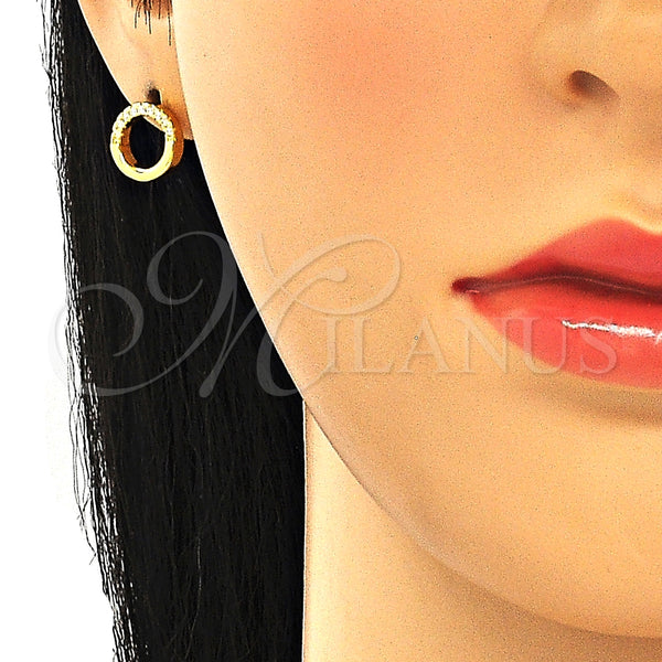 Arete Dormilona 02.336.0165.2 Plata Rodinada, con Micro Pave Blanca, Pulido, Tono Dorado