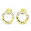 Arete Dormilona 02.336.0165.2 Plata Rodinada, con Micro Pave Blanca, Pulido, Tono Dorado