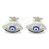 Arete Dormilona 02.336.0166 Plata Rodinada, Diseño de Ojo Griego, Esmaltado Azul, Rodinado