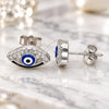 Arete Dormilona 02.336.0166 Plata Rodinada, Diseño de Ojo Griego, Esmaltado Azul, Rodinado
