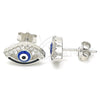 Arete Dormilona 02.336.0166 Plata Rodinada, Diseño de Ojo Griego, Esmaltado Azul, Rodinado