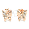 Arete Dormilona 02.336.0067.1 Plata Rodinada, Diseño de Mariposa, con Micro Pave Blanca, Pulido, Tono Rosado