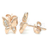 Arete Dormilona 02.336.0067.1 Plata Rodinada, Diseño de Mariposa, con Micro Pave Blanca, Pulido, Tono Rosado