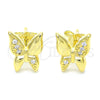Arete Dormilona 02.336.0067.2 Plata Rodinada, Diseño de Mariposa, con Micro Pave Blanca, Pulido, Tono Dorado