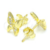 Arete Dormilona 02.336.0067.2 Plata Rodinada, Diseño de Mariposa, con Micro Pave Blanca, Pulido, Tono Dorado