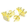 Arete Dormilona 02.336.0173.2 Plata Rodinada, Diseño de Corona, con Zirconia Cubica Blanca, Pulido, Tono Dorado