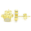 Arete Dormilona 02.336.0173.2 Plata Rodinada, Diseño de Corona, con Zirconia Cubica Blanca, Pulido, Tono Dorado