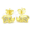 Arete Dormilona 02.336.0081.2 Plata Rodinada, Diseño de Elefante, con Zirconia Cubica Blanca, Pulido, Tono Dorado