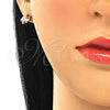 Arete Dormilona 02.336.0066.1 Plata Rodinada, Diseño de Elefante, con Zirconia Cubica Negro y Cristal Blanca, Pulido, Tono Rosado
