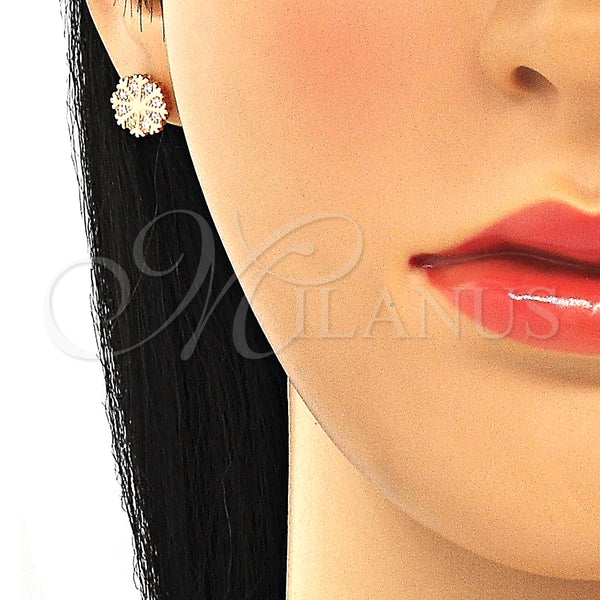 Arete Dormilona 02.336.0036.1 Plata Rodinada, con Micro Pave Blanca, Pulido, Tono Rosado
