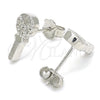 Arete Dormilona 02.336.0175 Plata Rodinada, Diseño de Llave y Corazón, con Zirconia Cubica Blanca, Pulido, Rodinado