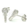 Arete Dormilona 02.336.0175 Plata Rodinada, Diseño de Llave y Corazón, con Zirconia Cubica Blanca, Pulido, Rodinado