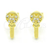 Arete Dormilona 02.336.0175.2 Plata Rodinada, Diseño de Llave y Corazón, con Zirconia Cubica Blanca, Pulido, Tono Dorado