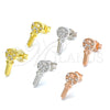 Arete Dormilona 02.336.0175.2 Plata Rodinada, Diseño de Llave y Corazón, con Zirconia Cubica Blanca, Pulido, Tono Dorado