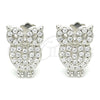Arete Dormilona 02.336.0176 Plata Rodinada, Diseño de Búho, con Zirconia Cubica Blanca, Pulido, Rodinado
